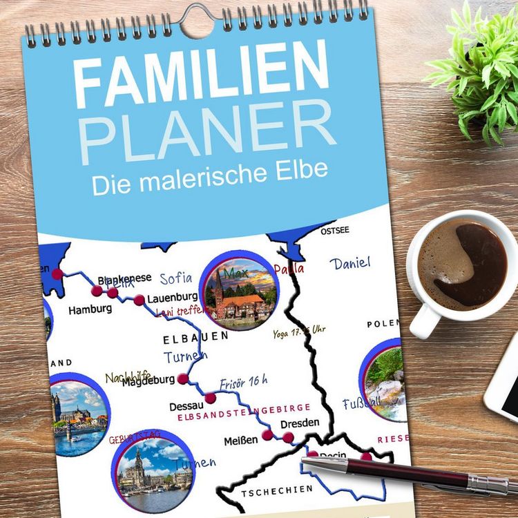Produktbild: Familienplaner 2026 - Die malerische Elbe mit 5 Spalten (Wandkalender, 21 x 45 cm) CALVENDO