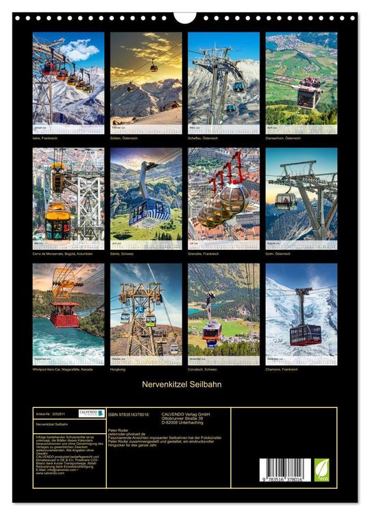 Produktbild: Nervenkitzel Seilbahn (Wandkalender 2026 DIN A3 hoch), CALVENDO Monatskalender