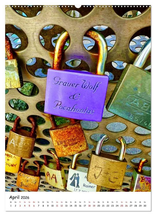 Produktbild: Unverg&auml;ngliche Liebe - Liebesschl&ouml;sser romantische Symbolik f&uuml;r die ewige Liebe (hochwertiger Premium Wandkalender 2026 DIN A2 hoch), Kunstdruck in Hochglanz