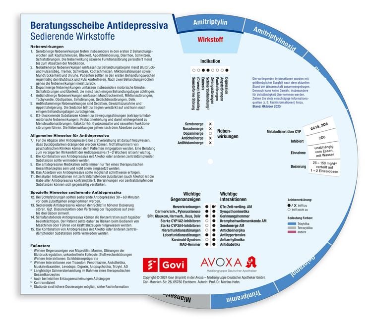 Produktbild: Beratungsscheibe Antidepressiva