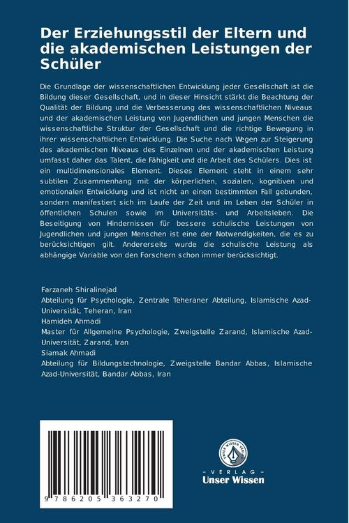 Produktbild: Der Erziehungsstil der Eltern und die akademischen Leistungen der Sch&uuml;ler