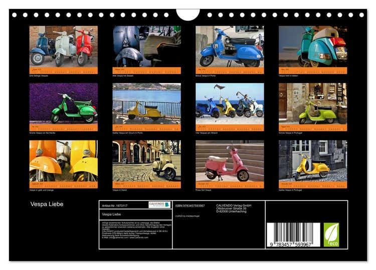 Produktbild: Vespa Liebe (Wandkalender 2026 DIN A4 quer), CALVENDO Monatskalender