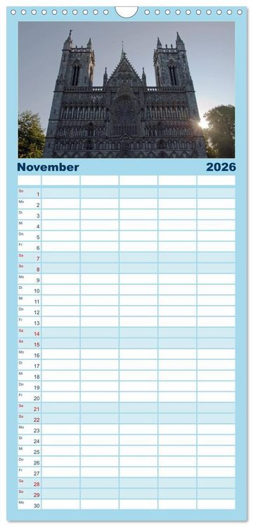 Produktbild: Familienplaner 2026 - Norwegen - Hurtigruten mit 5 Spalten (Wandkalender, 21 x 45 cm) CALVENDO