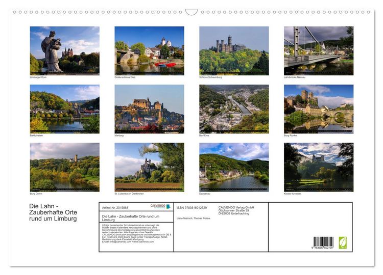 Produktbild: Die Lahn - Zauberhafte Orte rund um Limburg (Wandkalender 2026 DIN A2 quer), CALVENDO Monatskalender
