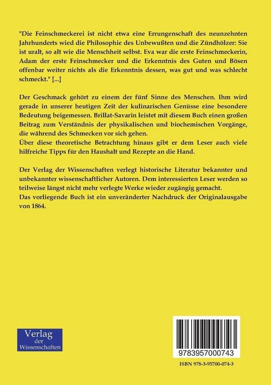 Produktbild: Physiologie des Geschmacks