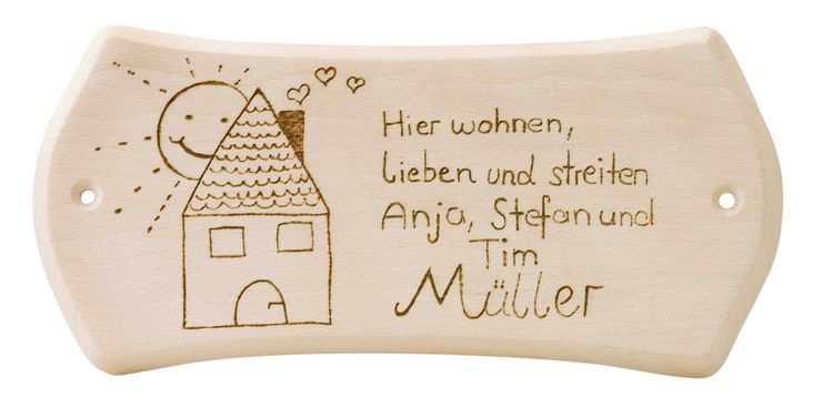 Produktbild: PEBARO TUES2 - T&uuml;rschilder Holz, 3 St&uuml;ck, Gr&ouml;&szlig;e 22x10,5 cm, Brandmalerei