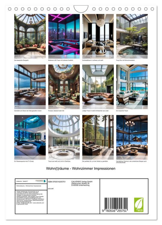 Produktbild: Wohn(t)r&auml;ume - Wohnzimmer Impressionen (Wandkalender 2026 DIN A4 hoch), CALVENDO Monatskalender