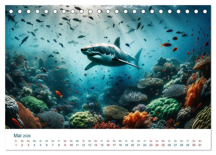 Produktbild: Wei&szlig;e Haie (Tischkalender 2026 DIN A5 quer), CALVENDO Monatskalender