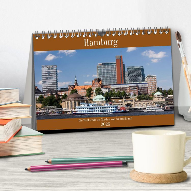 Produktbild: Hamburg, die Weltstadt im Norden von Deutschland (Tischkalender 2026 DIN A5 quer), CALVENDO Monatskalender