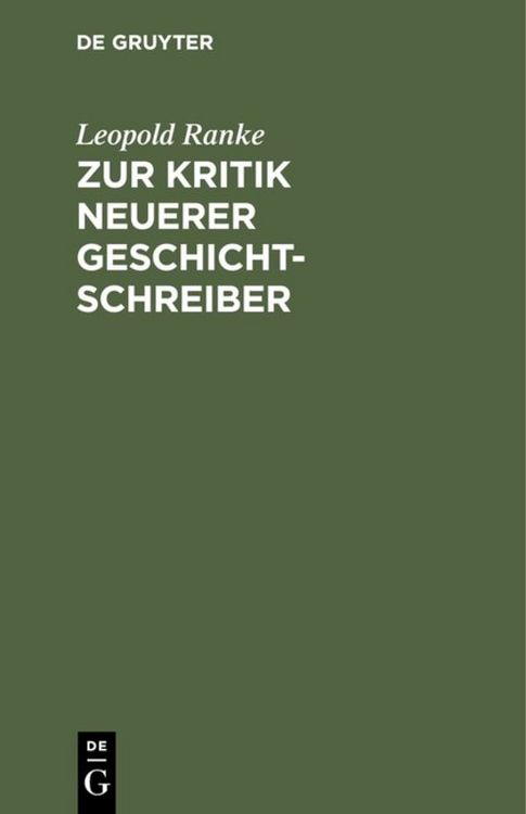 Produktbild: Zur Kritik neuerer Geschichtschreiber