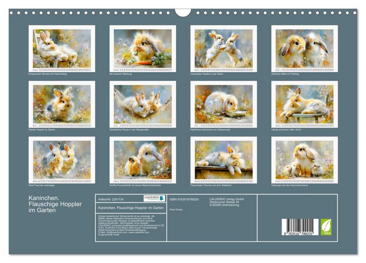 Produktbild: Kaninchen. Flauschige Hoppler im Garten (Wandkalender 2027 DIN A3 quer), CALVENDO Monatskalender