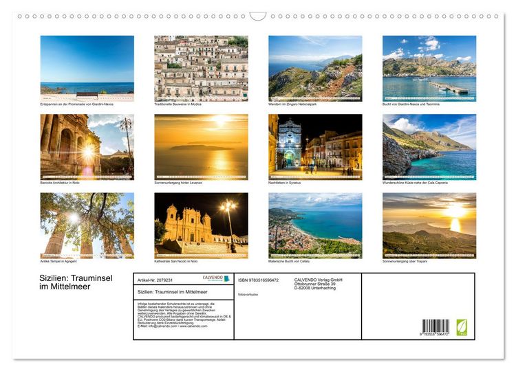 Produktbild: Sizilien: Trauminsel im Mittelmeer (Wandkalender 2026 DIN A2 quer), CALVENDO Monatskalender