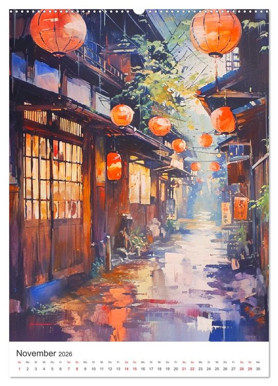 Produktbild: Japan. Impressionen im Aquarell-Stil (hochwertiger Premium Wandkalender 2026 DIN A2 hoch), Kunstdruck in Hochglanz