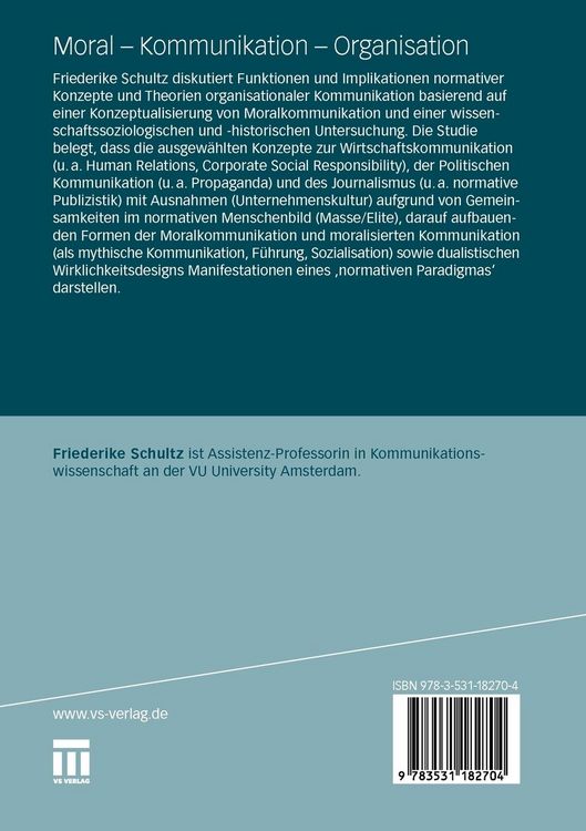 Produktbild: Moral &ndash; Kommunikation &ndash; Organisation