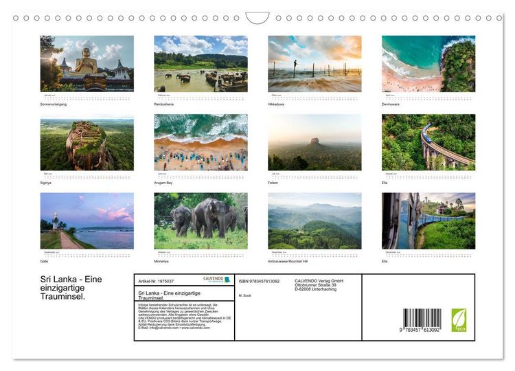 Produktbild: Sri Lanka - Eine einzigartige Trauminsel. (Wandkalender 2026 DIN A3 quer), CALVENDO Monatskalender