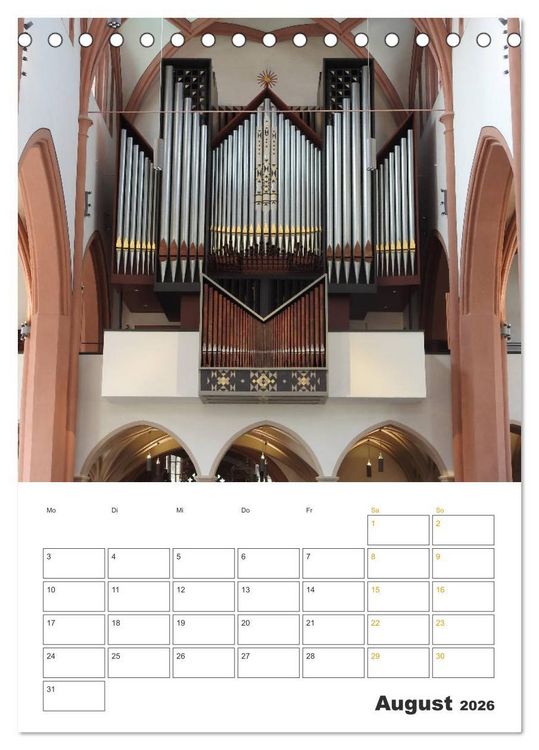 Produktbild: Orgeln zum Verlieben! (Tischkalender 2026 DIN A5 hoch), CALVENDO Monatskalender