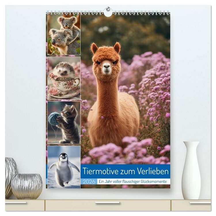 Produktbild: Tiermotive zum Verlieben (hochwertiger Premium Wandkalender 2026 DIN A2 hoch), Kunstdruck in Hochglanz