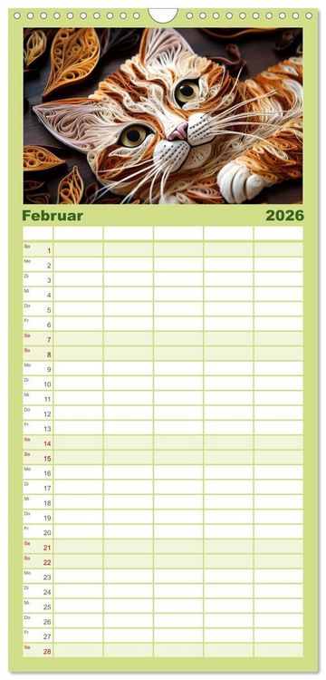 Produktbild: Familienplaner 2026 - Quilling Inspirationen mit 5 Spalten (Wandkalender, 21 x 45 cm) CALVENDO