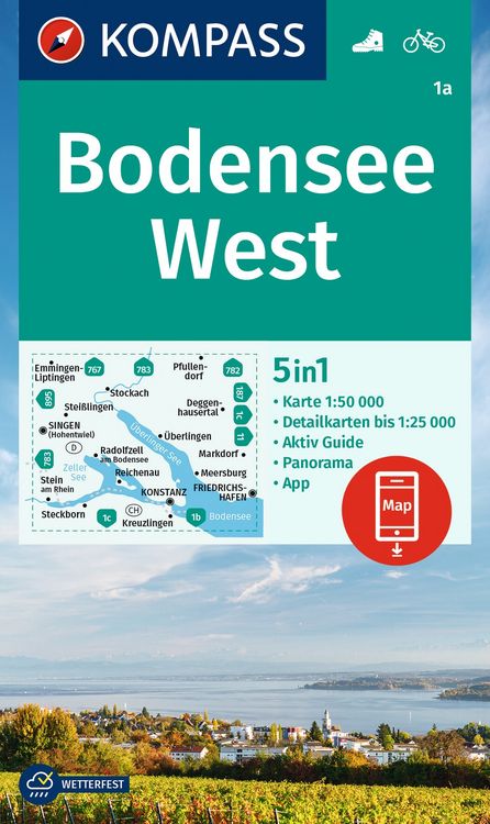 Produktbild: KOMPASS Wanderkarte 1a Bodensee West 1:50.000