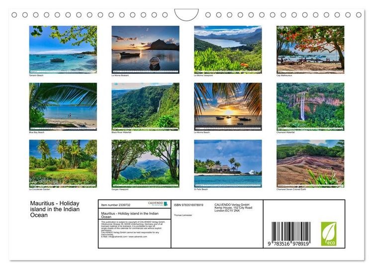 Produktbild: Mauritius - Holiday island in the Indian Ocean (Wall Calendar 2027 DIN A4 landscape), CALVENDO 12 Month Wall Calendar