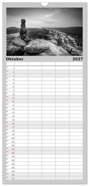 Produktbild: Familienplaner 2027 - Monochrome Wonders mit 5 Spalten (Wandkalender, 21 x 45 cm) CALVENDO