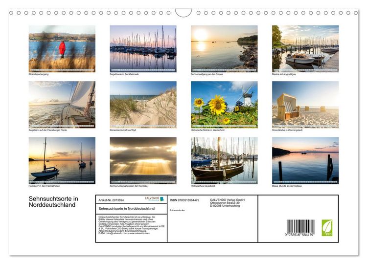 Produktbild: Sehnsuchtsorte in Norddeutschland (Wandkalender 2026 DIN A3 quer), CALVENDO Monatskalender