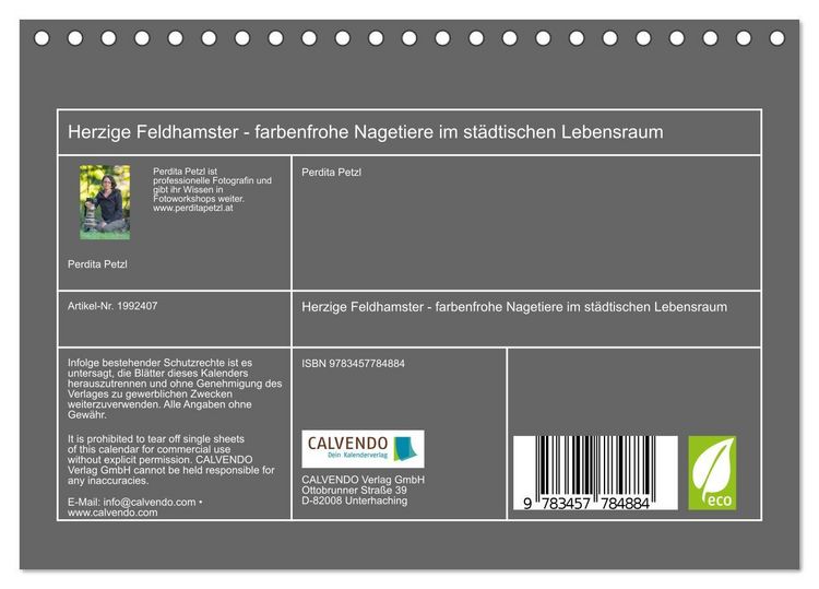 Produktbild: Herzige Feldhamster - farbenfrohe Nagetiere im st&auml;dtischen Lebensraum (Tischkalender 2026 DIN A5 quer), CALVENDO Monatskalender
