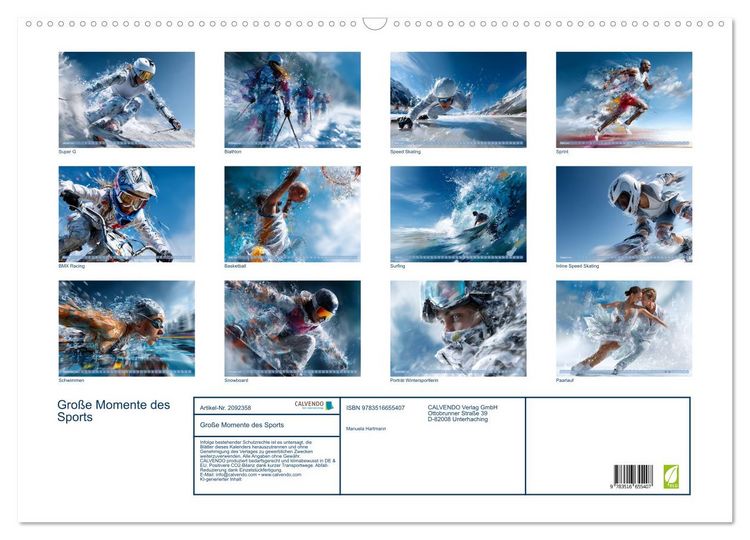 Produktbild: Gro&szlig;e Momente des Sports (Wandkalender 2026 DIN A2 quer), CALVENDO Monatskalender