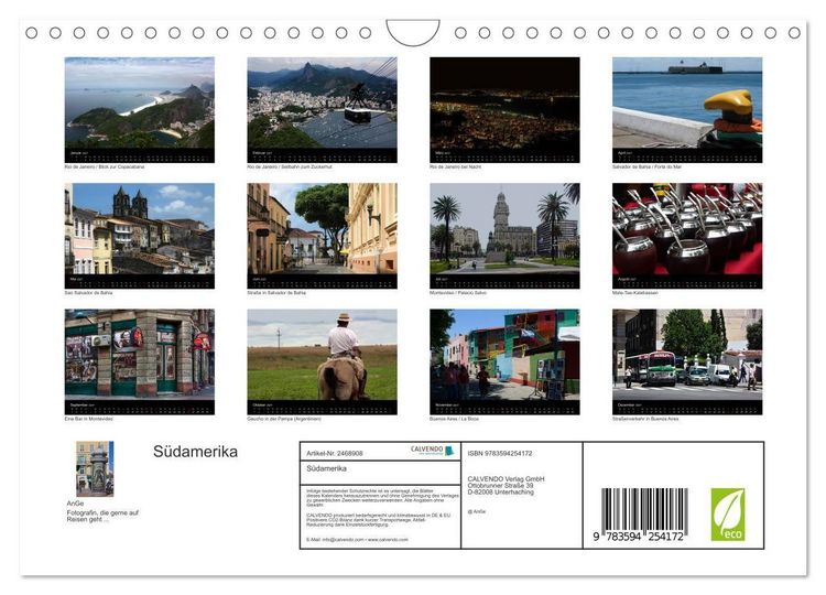 Produktbild: S&uuml;damerika (Wandkalender 2027 DIN A4 quer), CALVENDO Monatskalender