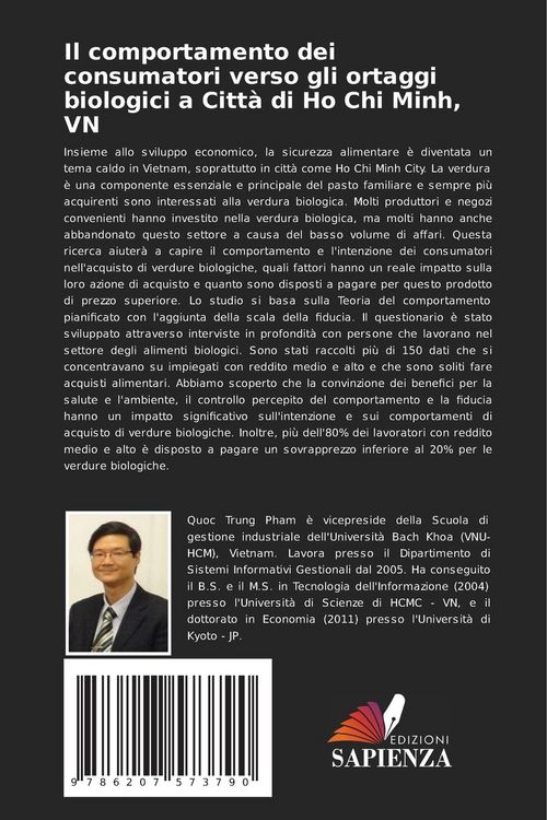 Produktbild: Il comportamento dei consumatori verso gli ortaggi biologici a Citt&agrave; di Ho Chi Minh, VN