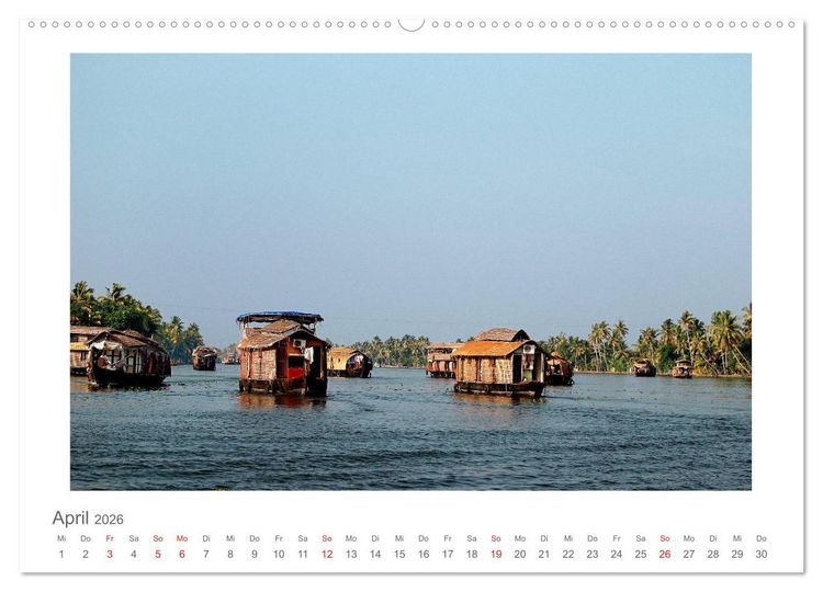 Produktbild: Farbenfrohes Kerala - Eindr&uuml;cke aus God&acute;s Own Country (Wandkalender 2026 DIN A2 quer), CALVENDO Monatskalender