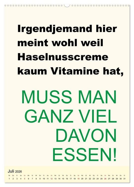 Produktbild: Spr&uuml;che-Kalender. Lustiges f&uuml;r die Familie! (Wandkalender 2026 DIN A2 hoch), CALVENDO Monatskalender