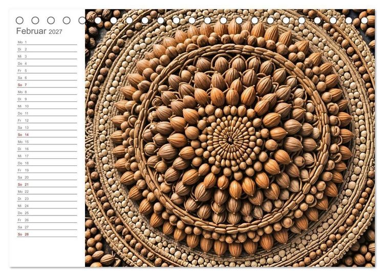 Produktbild: Natural Mandalas - Kraftvolle KI Mandalas aus Naturmaterialien (Tischkalender 2027 DIN A5 quer), CALVENDO Monatskalender