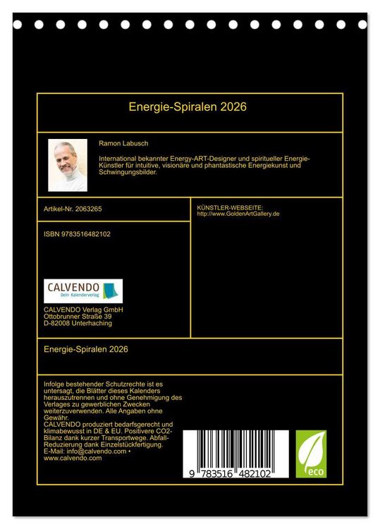 Produktbild: Energie-Spiralen 2026 (Tischkalender 2026 DIN A5 hoch), CALVENDO Monatskalender