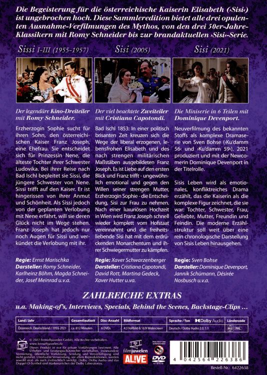Produktbild: Sisi: Jahrhundert-Edition (Alle drei Sisi-Verfilmungen) (Filmjuwelen) [6 DVDs]