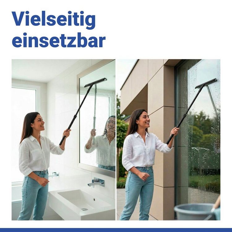 Produktbild: Teleskop Duschabzieher Schwarz, aus rostfreiem Edelstahl, stufenlos ausziehbar