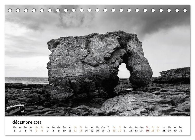 Produktbild: Terres de contraste &ndash; Une ann&eacute;e en monochrome (Calendrier de bureau 2026 DIN A5 vertical), CALVENDO calendrier mensuel