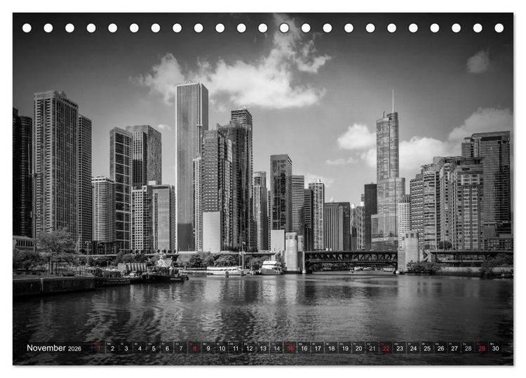 Produktbild: CHICAGO Monochrom (Tischkalender 2026 DIN A5 quer), CALVENDO Monatskalender