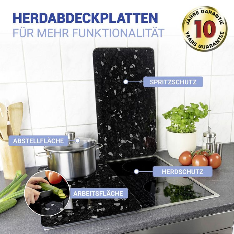 Produktbild: Herdabdeckplatte Universal Mod. Terrazzo, 2er Set, f&uuml;r alle Herdarten geeignet