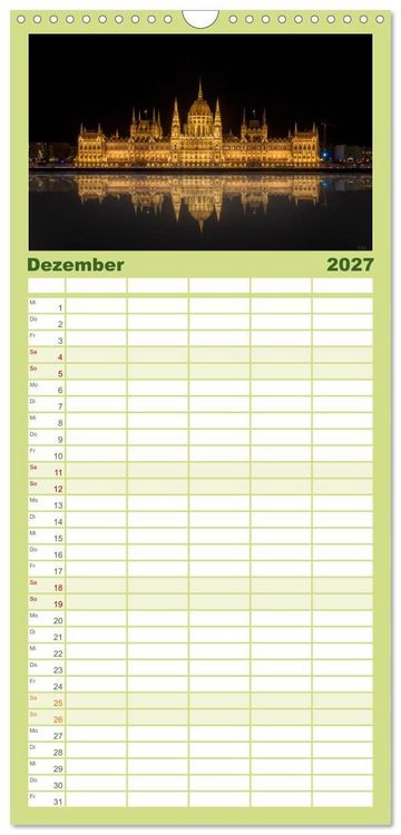 Produktbild: Familienplaner 2027 - So sch&ouml;n ist Ungarn. Sehenswertes am Balaton und in Budapest mit 5 Spalten (Wandkalender, 21 x 45 cm) CALVENDO