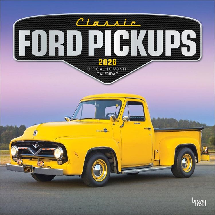 Produktbild: Classic Ford Pickups Official 2026 12 X 24 Inch (Hanging) Monthly Square Wall Calendar Foil Stamped Cover Plastic-Free