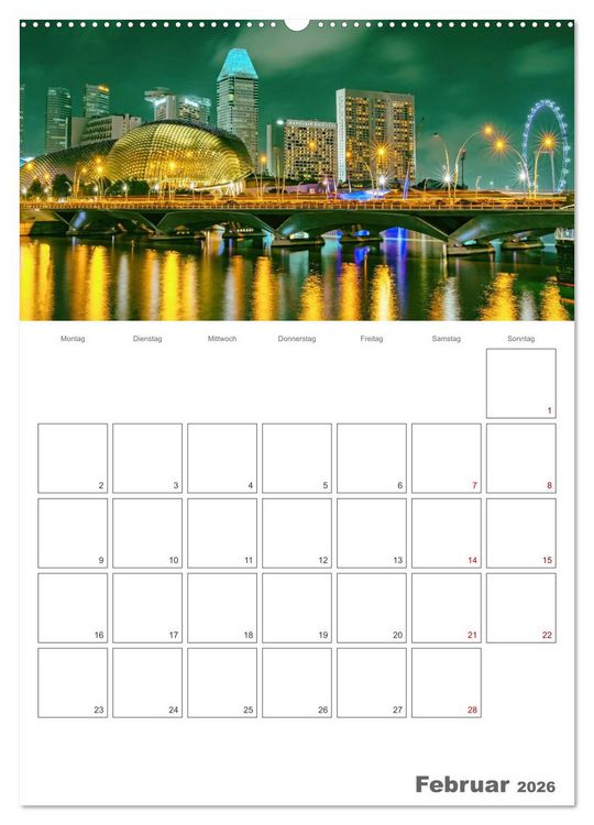 Produktbild: Unterwegs in Singapur (hochwertiger Premium Wandkalender 2026 DIN A2 hoch), Kunstdruck in Hochglanz