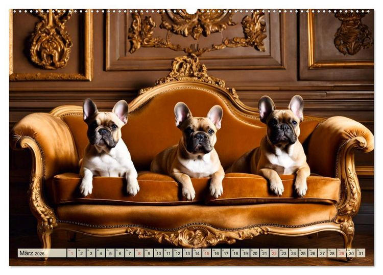 Produktbild: Kleine K&ouml;nige - Franz&ouml;sische Bulldoggen (Wandkalender 2026 DIN A2 quer), CALVENDO Monatskalender