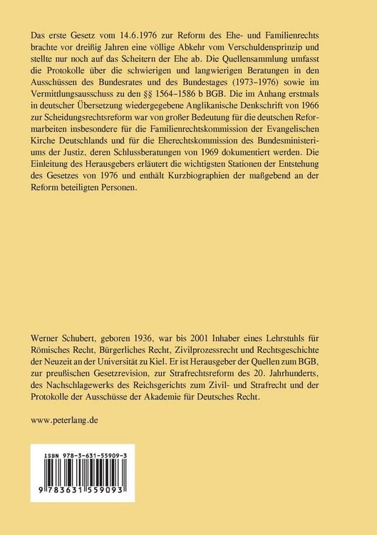 Produktbild: Die Reform des Ehescheidungsrechts von 1976