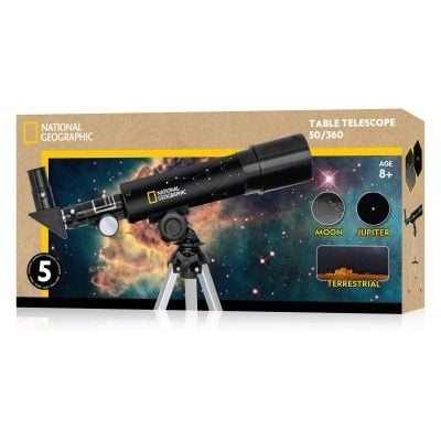 Produktbild: Bresser 12883 - NATIONAL GEOGRAPHIC Linsen-Teleskop 50/360 mit Tischstativ, Kinder-Reiseteleskop
