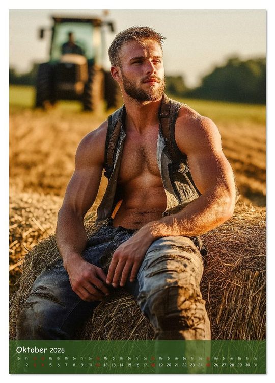 Produktbild: Muskeln, Heu und Herz - Sexy M&auml;nner vom Dorf (Wandkalender 2026 DIN A2 hoch), CALVENDO Monatskalender