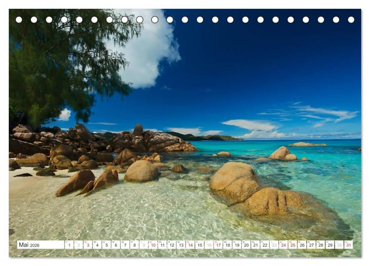 Produktbild: Seychellen - Ein letztes Paradies auf Erden (Tischkalender 2026 DIN A5 quer), CALVENDO Monatskalender