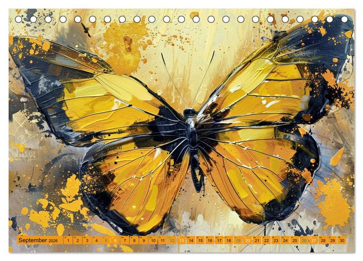 Produktbild: Artwork Schmetterlinge - Filigrane Leichtigkeit (Tischkalender 2026 DIN A5 quer), CALVENDO Monatskalender