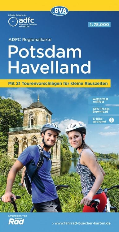 Produktbild: ADFC-Regionalkarte Potsdam Havelland, 1:75.000, mit Tagestourenvorschl&auml;gen, rei&szlig;- und wetterfest, E-Bike-geeignet, GPS-Tracks-Download