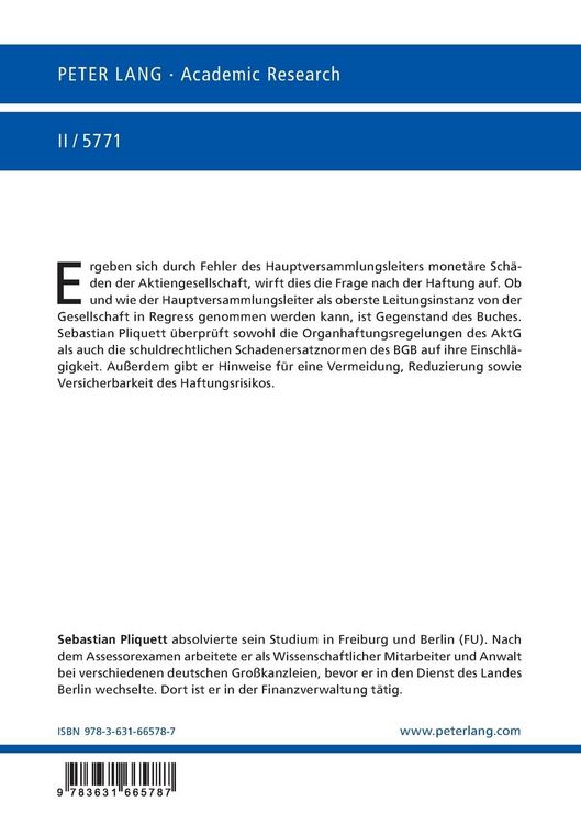 Produktbild: Die Haftung des Hauptversammlungsleiters